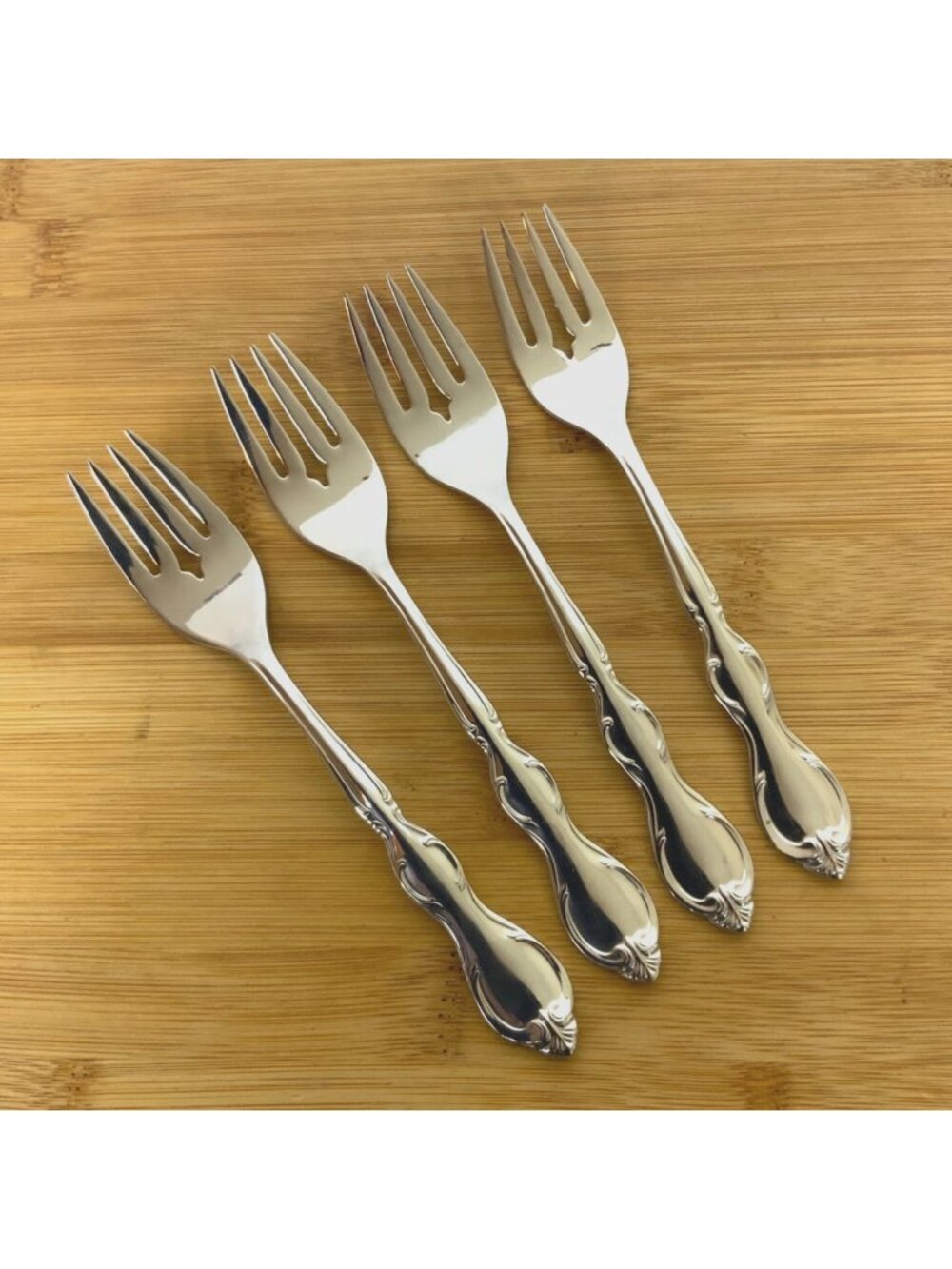 1847 Rogers Bros IS Cotillion Set Of 4 Salad Forks Stainless Steel Flatware 70s